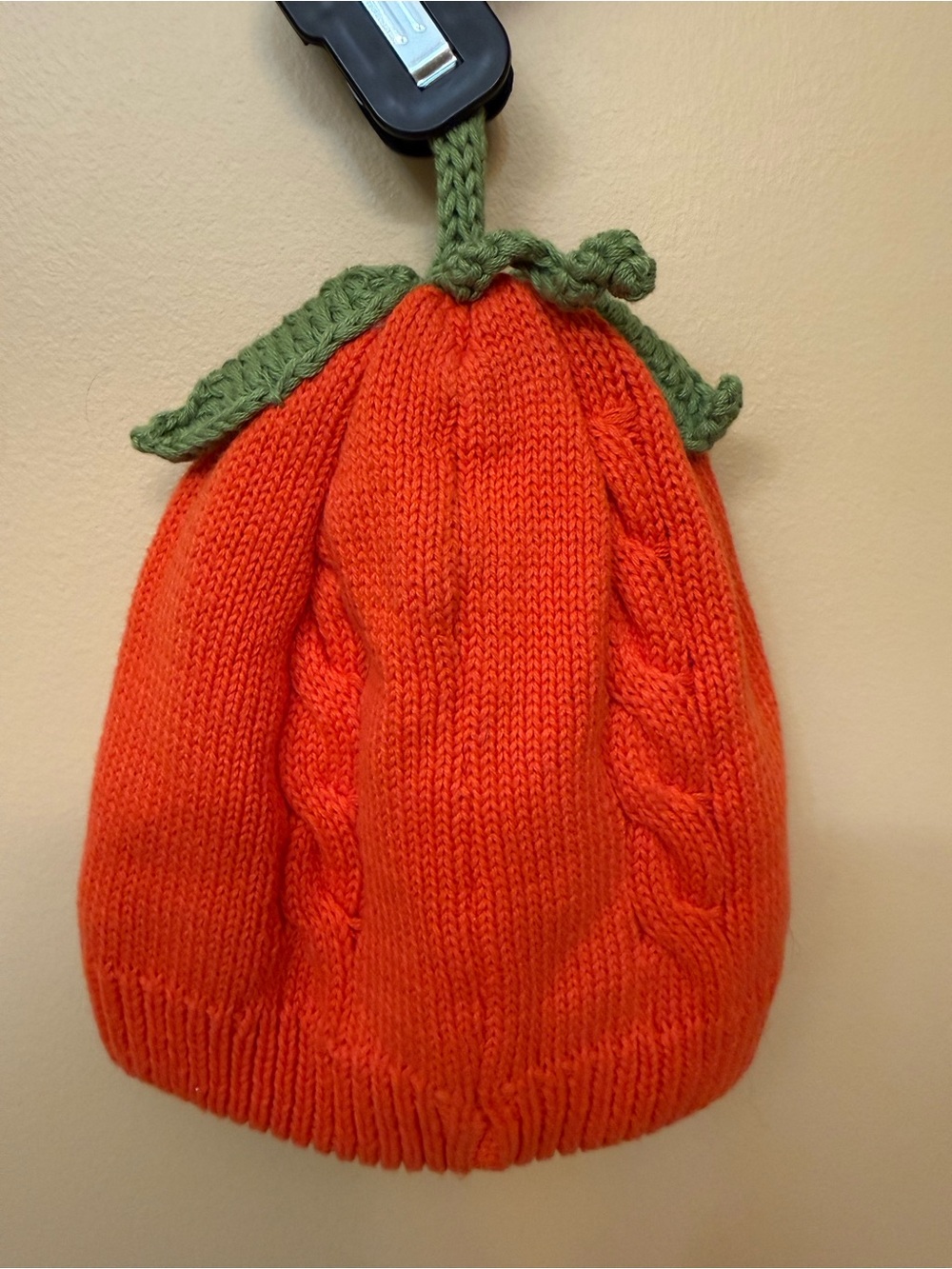 The Children's Place Orange Knit Pumpkin Beanie with Green Top